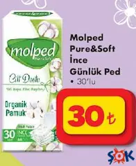 MOLPED PURE & SOFT İNCE GÜNLÜK PED 30'LU MOLPED PURE & SOFT İNCE GÜNLÜK PED 30'LU